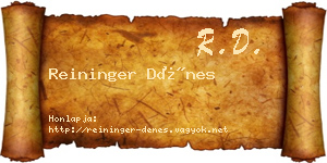 Reininger Dénes névjegykártya